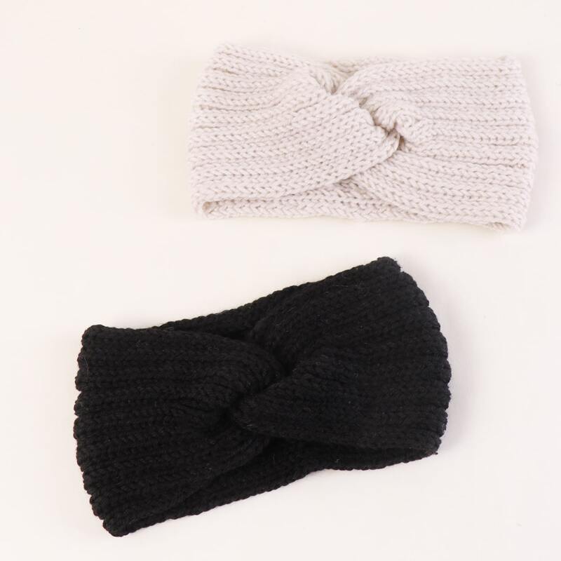 

2pcs Plain Knitted Headband, Multicolor