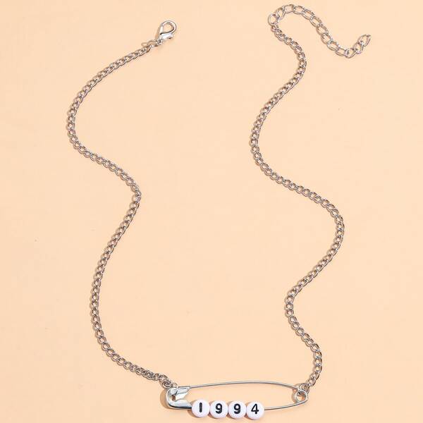 

Safety Pin Decor Necklace, Multicolor