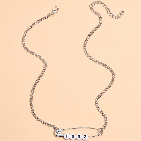 

Safety Pin Decor Necklace, Multicolor