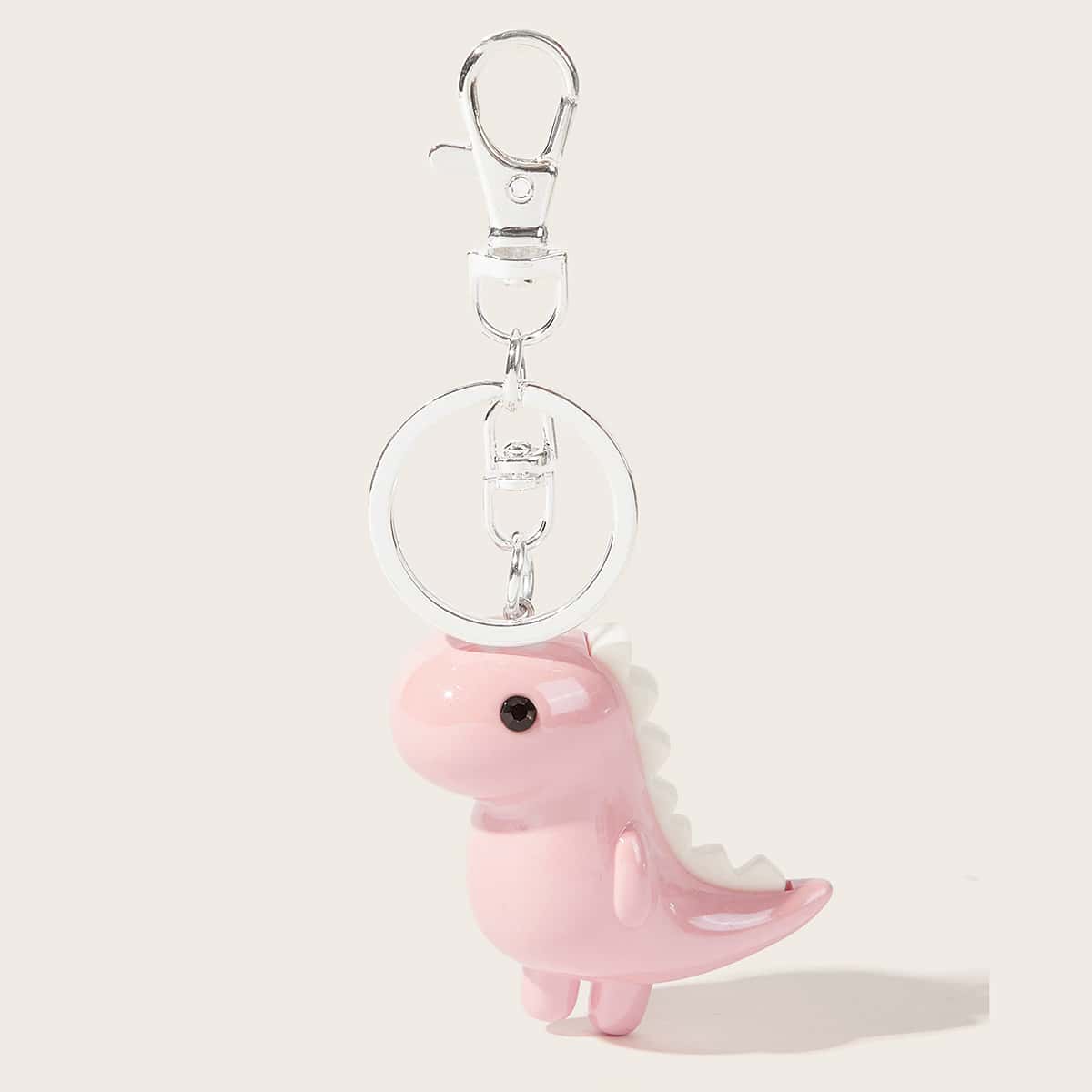 

Cartoon Dinosaur Bag Charm, Baby pink