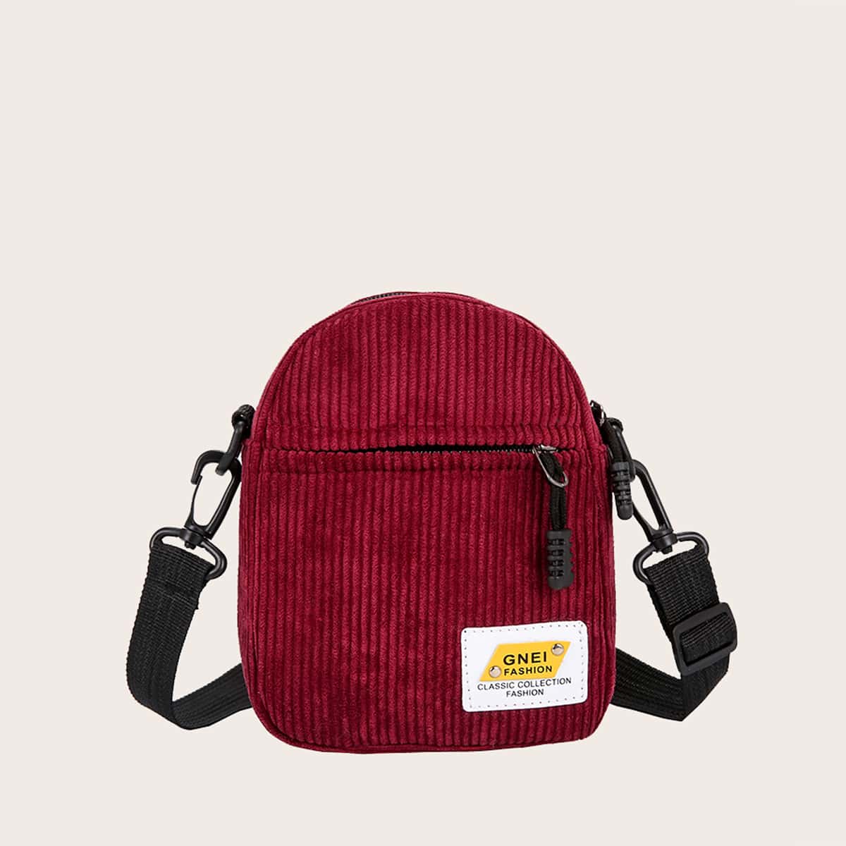

Patch Corduroy Crossbody Bag, Burgundy