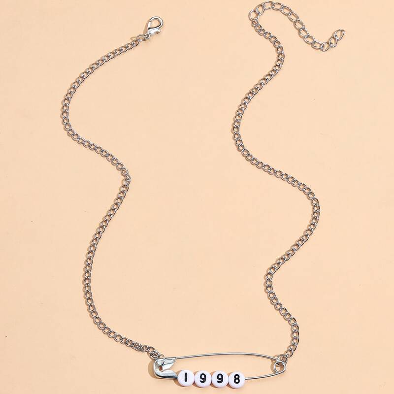 

Safety Pin Decor Necklace, Multicolor