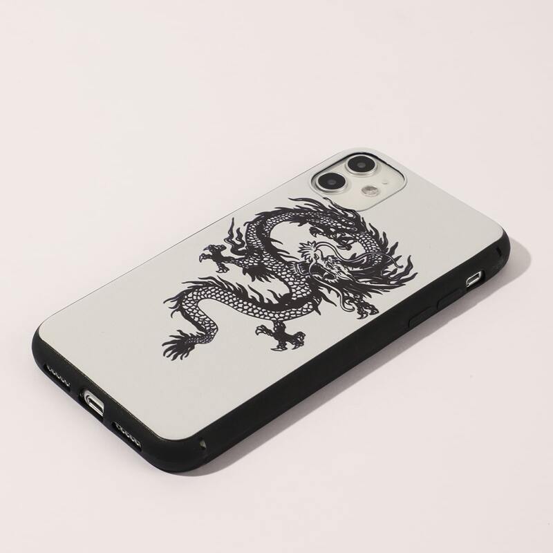 

Chinese Dragon Print iPhone Case, Black and white