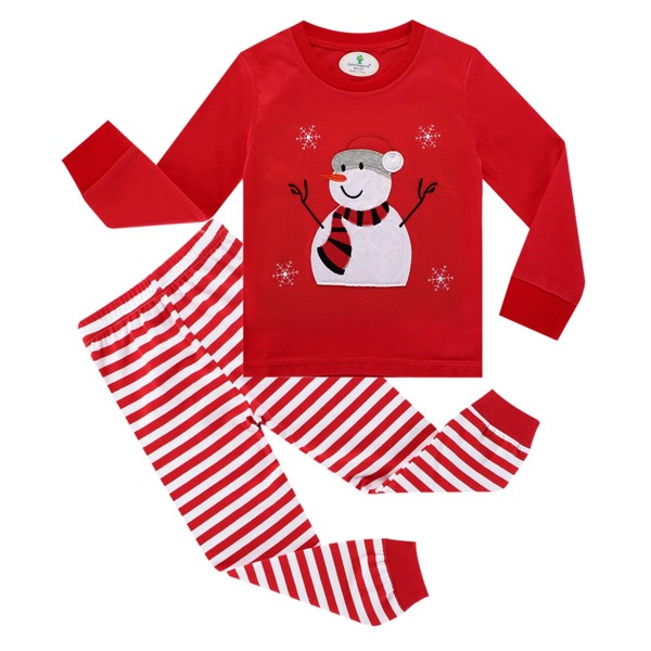 

Toddler Girls Christmas & Stripe Print PJ Set, Red and white