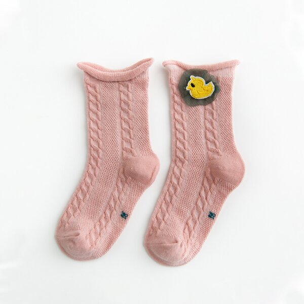

Toddler Girls Cartoon Embroidery Socks, Pink
