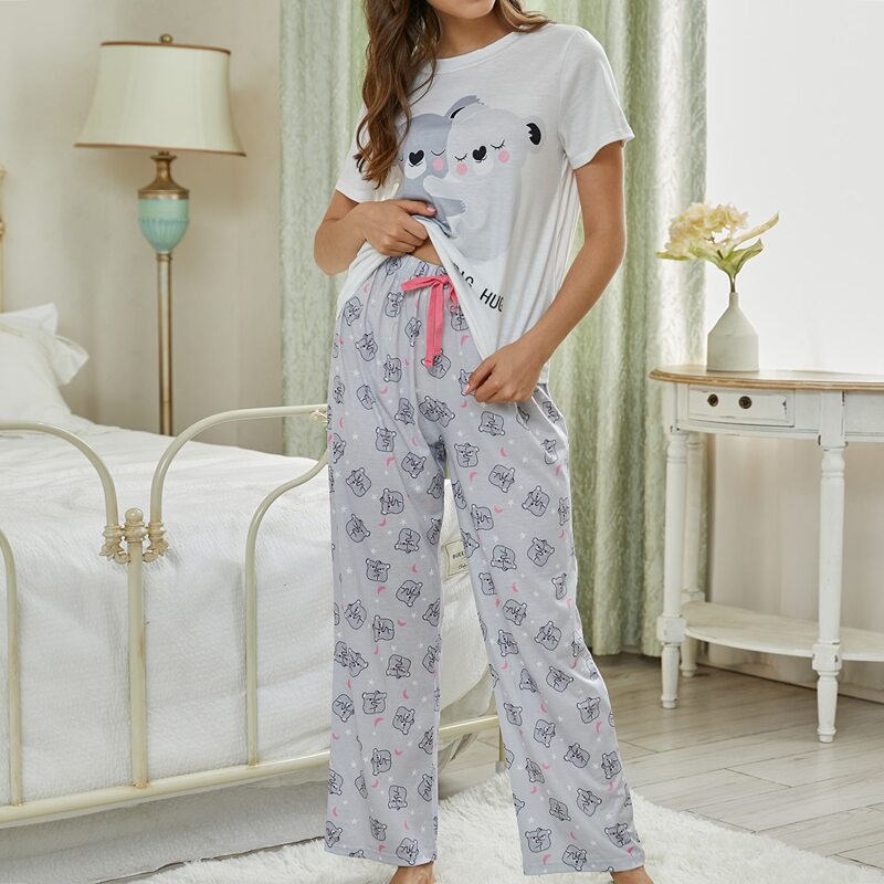 

Cartoon Graphic Pajama Set, Multicolor