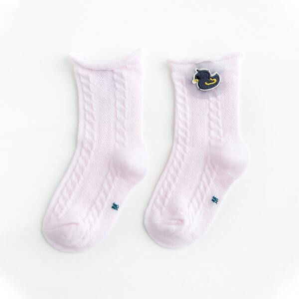

Toddler Girls Cartoon Embroidery Socks, Pink