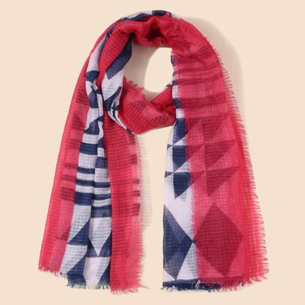 

Geo Raw Hem Scarf, Multicolor