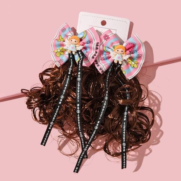 

2pcs Toddler Girls Bow Decor Hair Clip, Pink