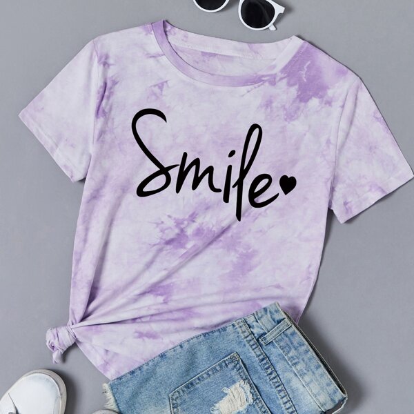 

Plus Tie Dye Letter Graphic Tee, Lilac purple