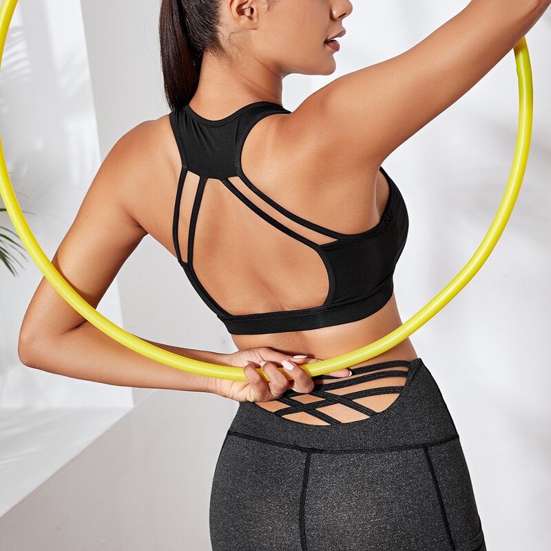 

Cut Out Backless Sports Bra, Black
