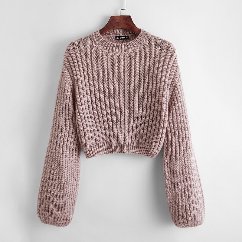 

Drop Shoulder Crop Sweater, Dusty pink