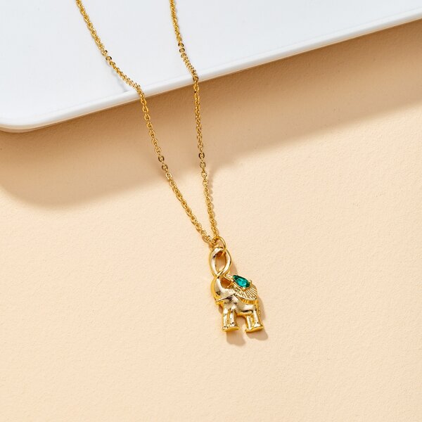 

Elephant Charm Necklace, Gold