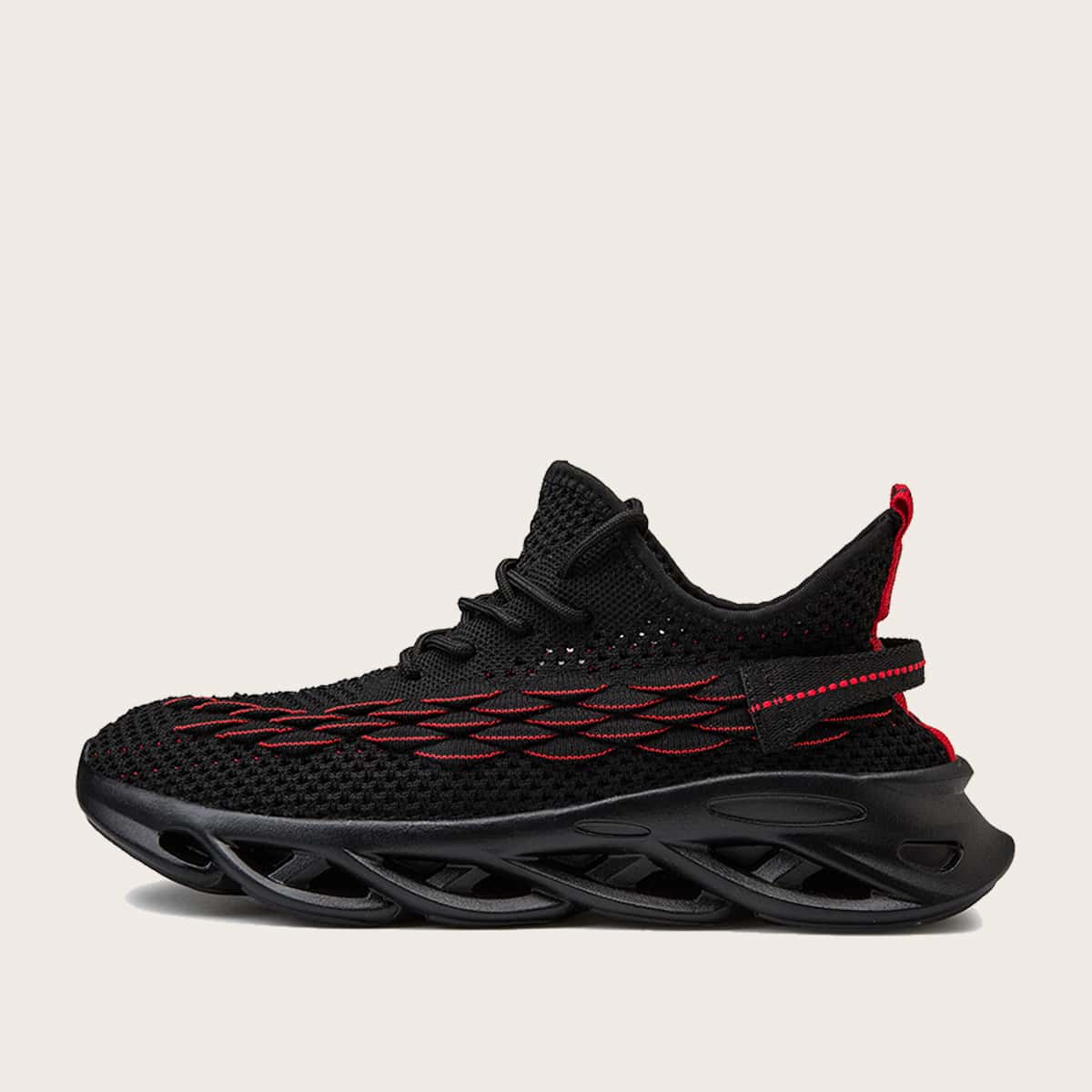 

Guys Lace-up Front Fish Scale Design Sneakers, Black