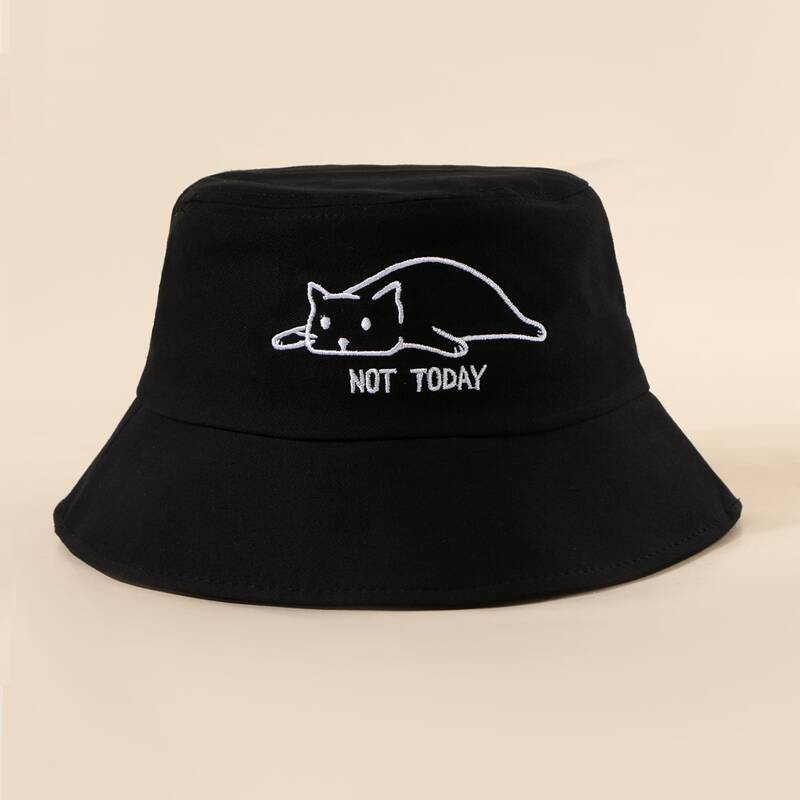 

Embroidery Detail Bucket Hat, Black