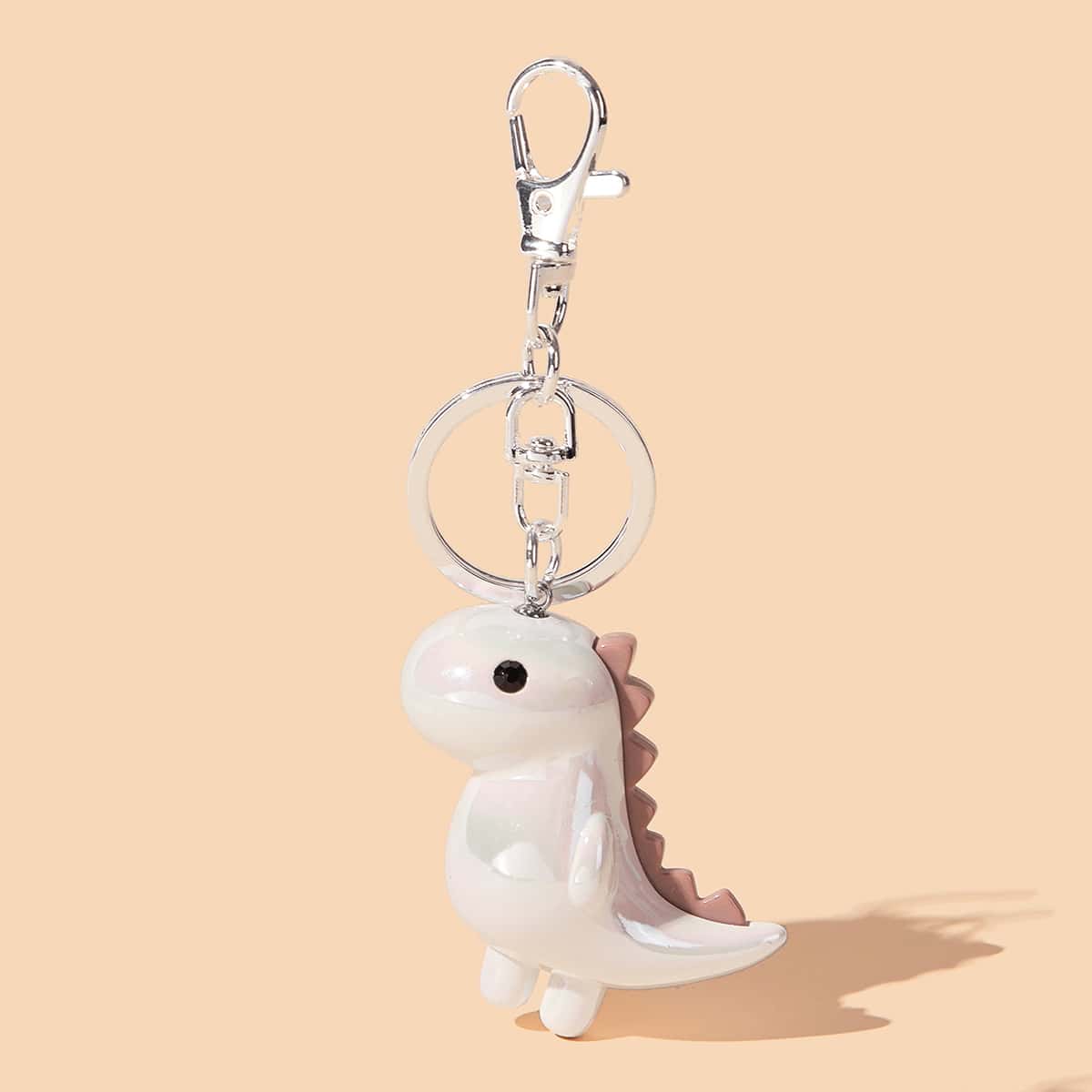 

Cartoon Dinosaur Bag Charm, White