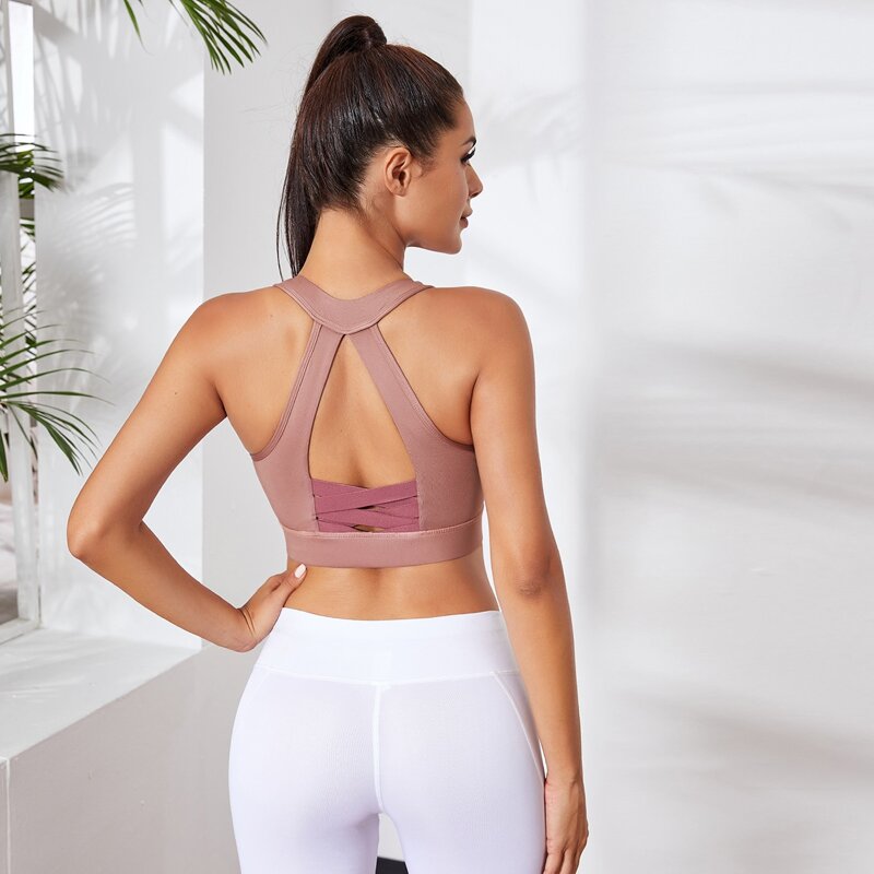 

Cut Out Back Sports Bra, Dusty pink