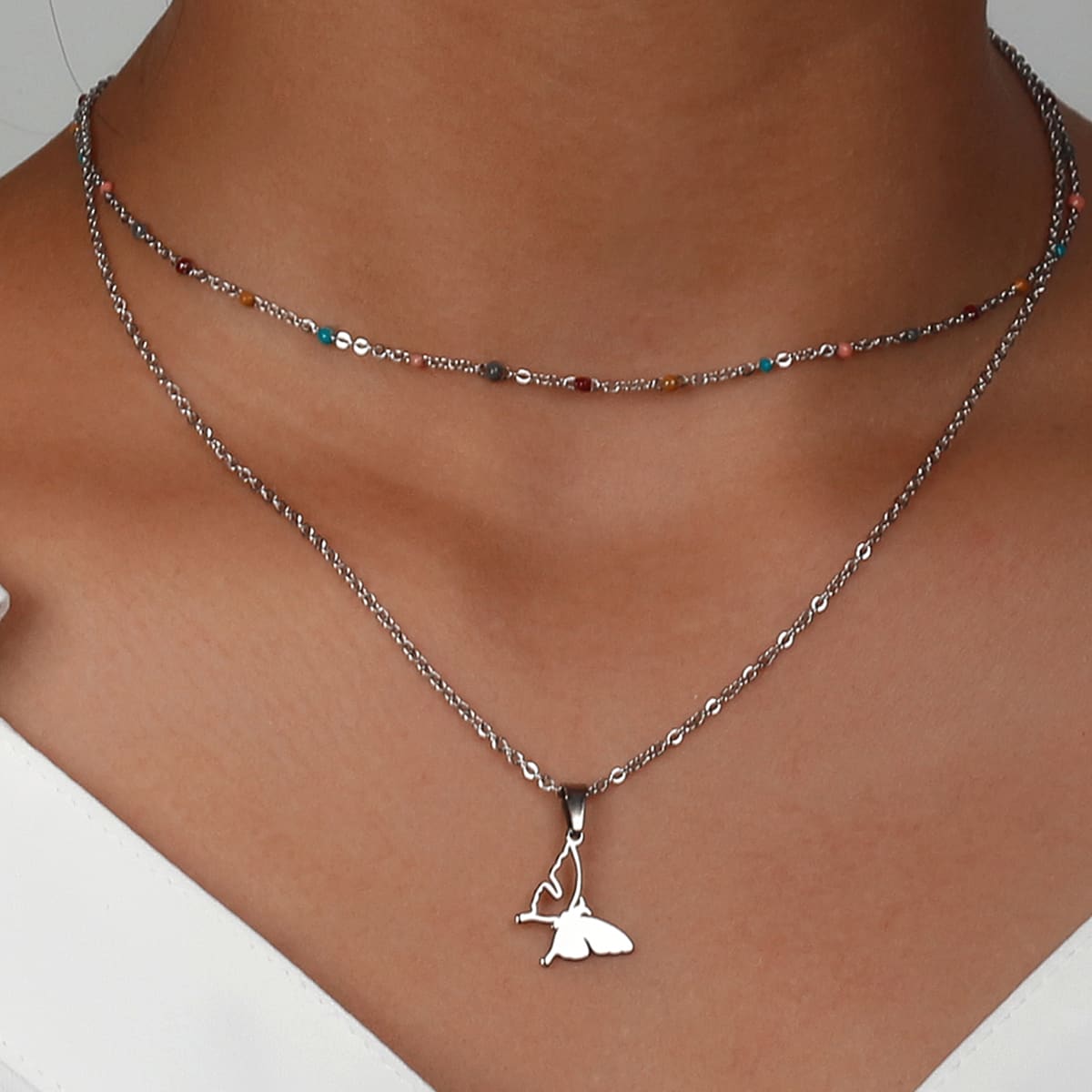 

Butterfly Pendant Necklace, Silver