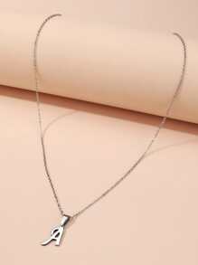 字母吊墜項鍊 - 銀色 - 查看 3