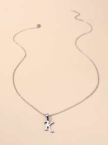 字母吊墜項鍊 - 銀色 - 查看 2