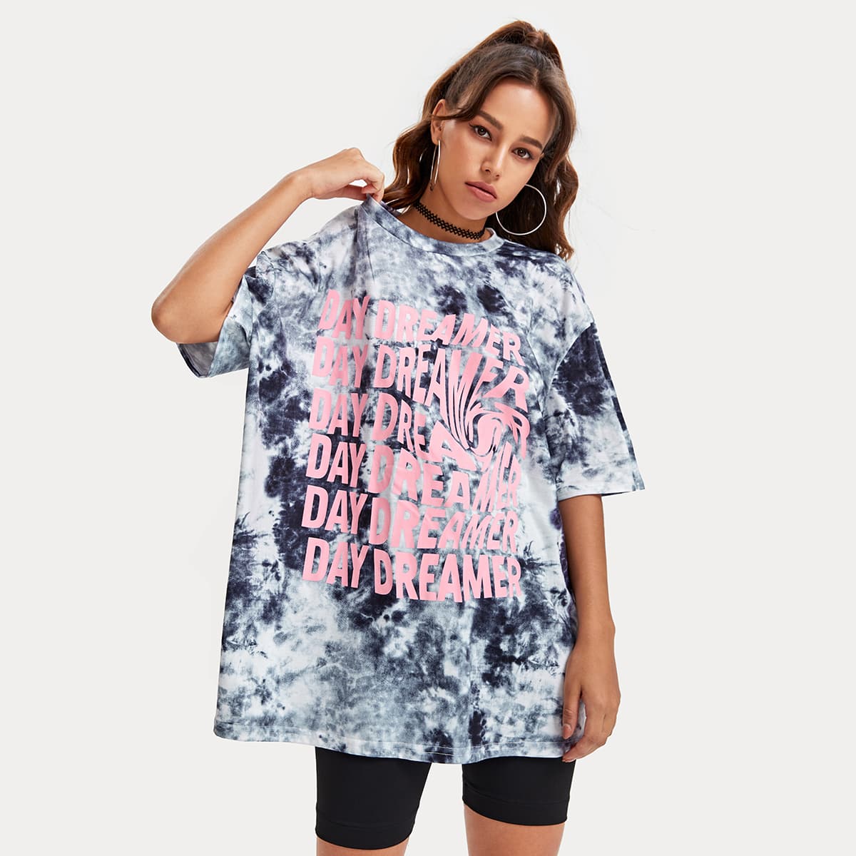 

Letter Tie Dye Oversized Tee, Multicolor