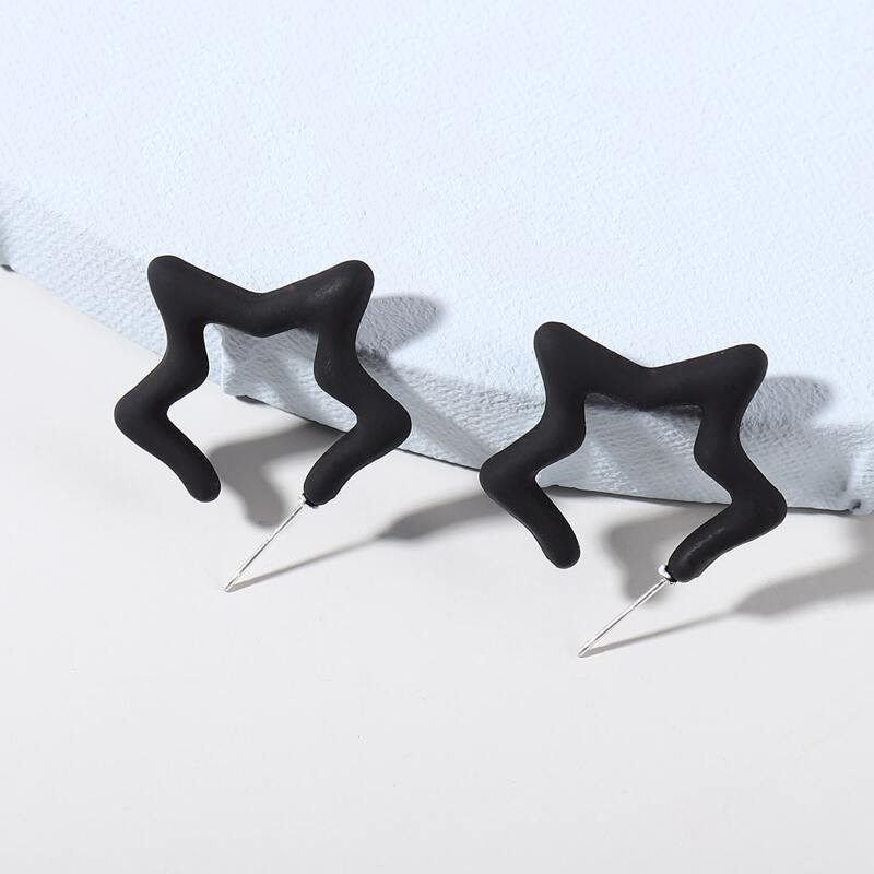 

Star Design Stud Earrings, Black