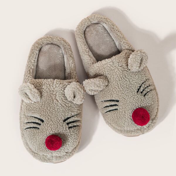 

Cartoon Design Fluffy Slippers, Khaki