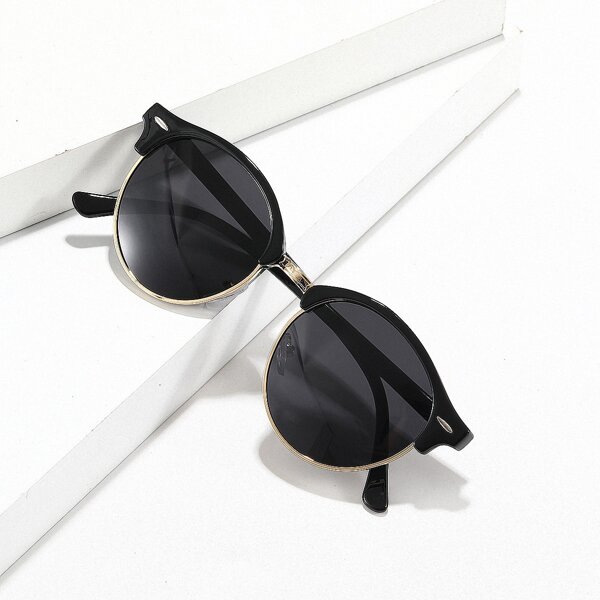 

Men Round Frame Polarized Sunglasses, Black