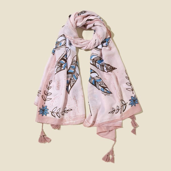 

Tassel Decor Scarf, Dusty pink