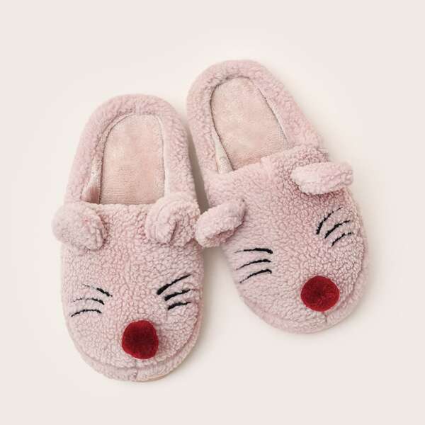 

Cartoon Design Fluffy Slippers, Baby pink