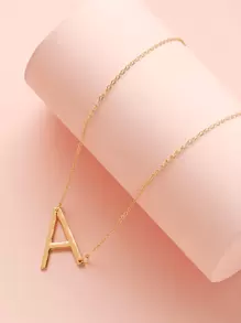 Metal Letter Charm Necklace - Yellow Gold - View 1