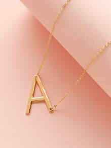 Metal Letter Charm Necklace - Yellow Gold - View 3