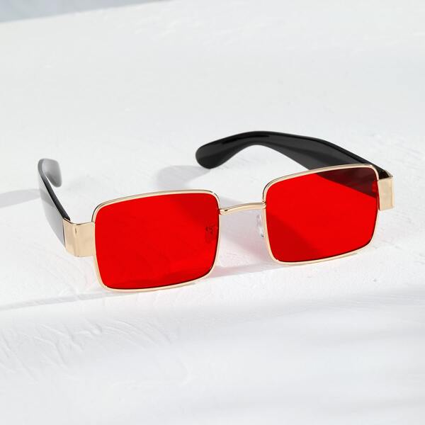 

Men Metal Frame Tinted Lens Sunglasses, Red