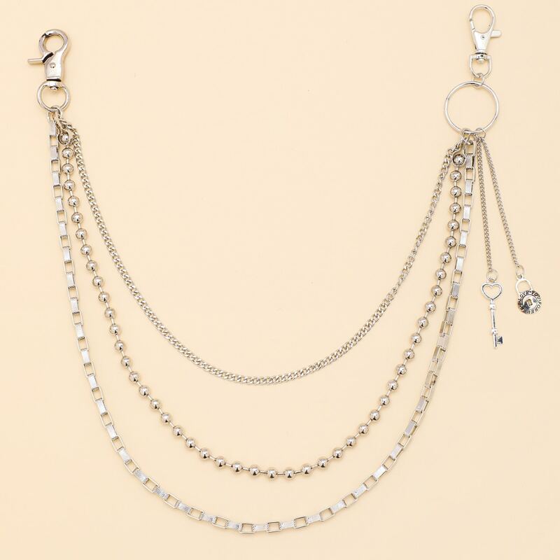 

Key Charm Layered Pant Chain, Silver