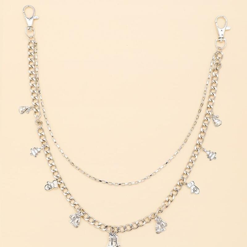 

Christmas Bell Charm Pant Chain, Silver