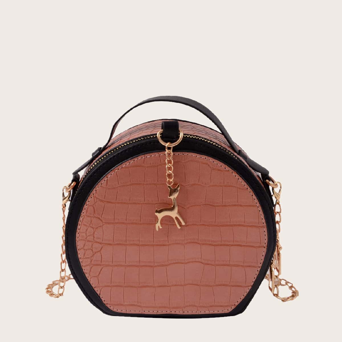 

Mini Croc Embossed Box Bag, Pink