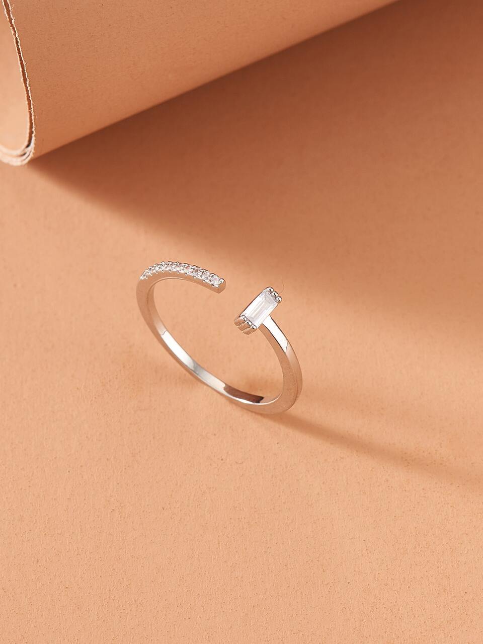 Rhinestone Decor Cuff Ring