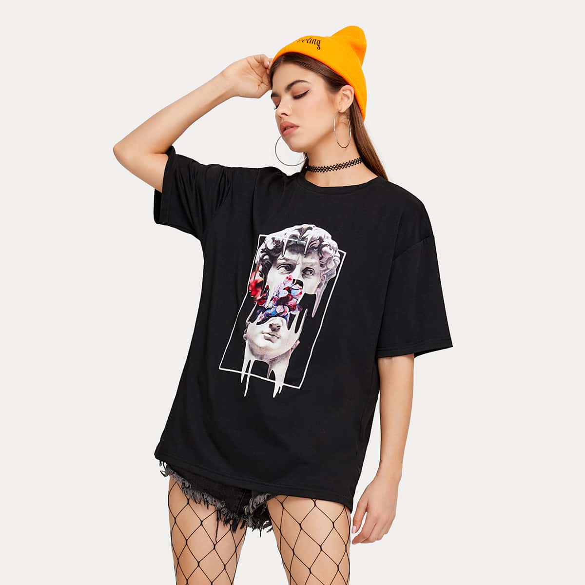 

Sculpture & Flower Graphic Tee, Black
