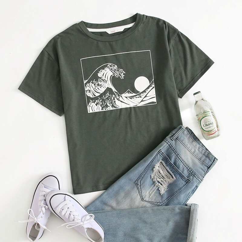 

Wave Graphic Tee, Dark grey