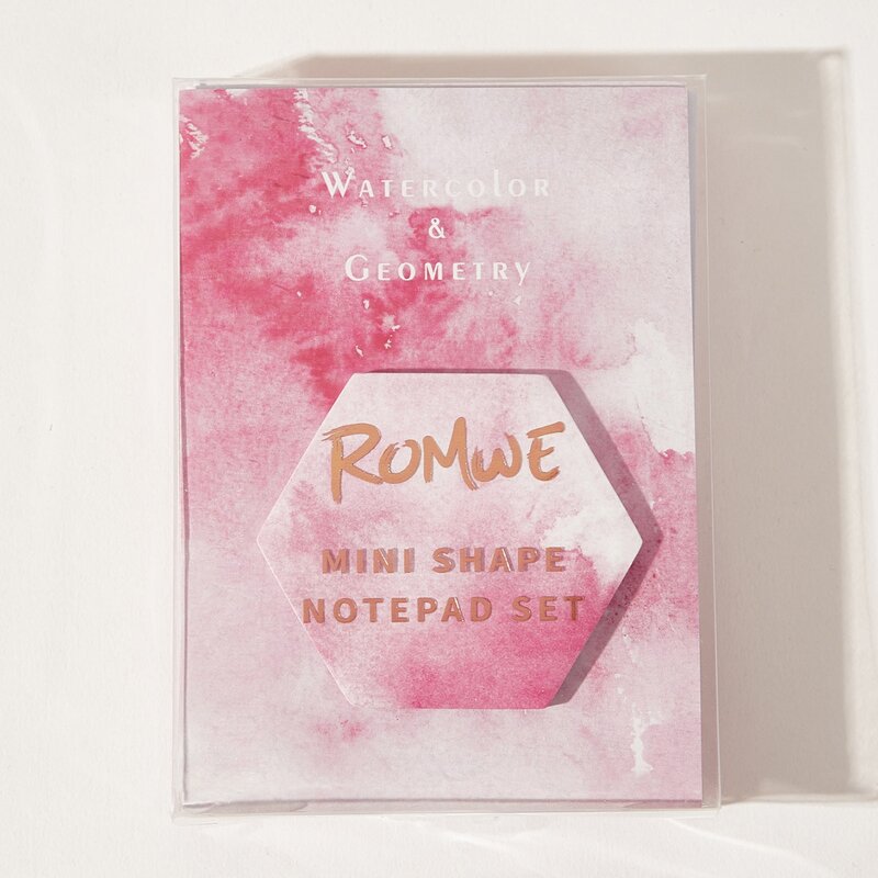 

ROMWE 4pcs Watercolor Cover Memo Pad, Multicolor