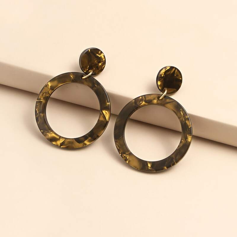 

Acrylic Round Drop Earrings, Multicolor