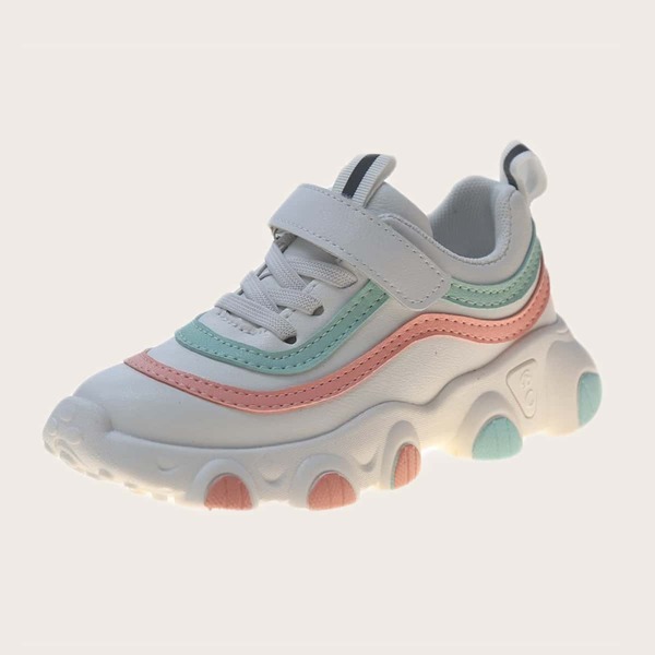 

Toddler Girls Color Block Velcro Strap Sneakers, White
