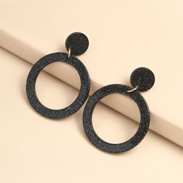

Acrylic Round Drop Earrings, Black