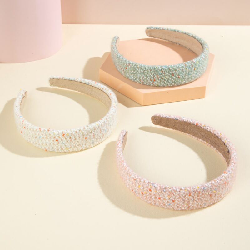 

3pcs Tweed Hair Hoop, Multicolor