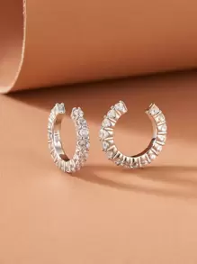 2 cái Rhinestone Trang trí Tai Cuff - Bạc - Xem 2