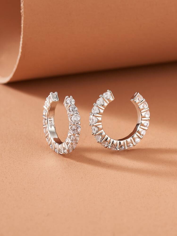 2pcs Rhinestone Decor Ear Cuff