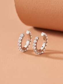 2 cái Rhinestone Trang trí Tai Cuff - Bạc - Xem 3