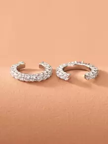2 cái Rhinestone Trang trí Tai Cuff - Bạc - Xem 4