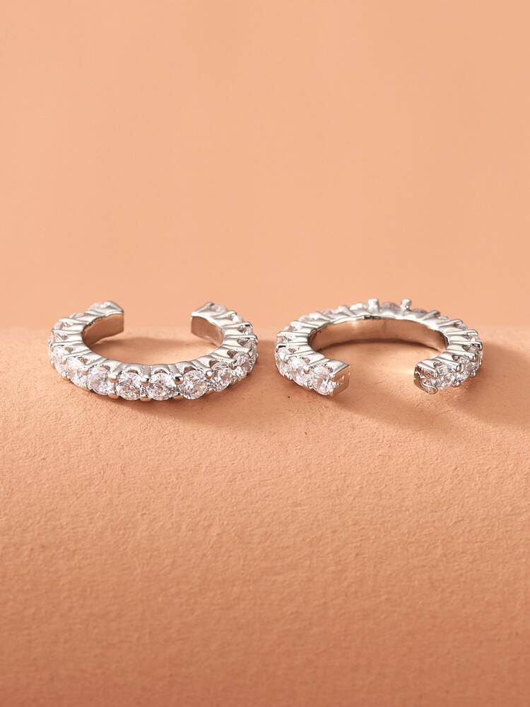 2pcs Rhinestone Decor Ear Cuff