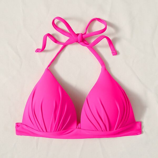 

Halter Micro Triangle Bikini Top, Hot pink